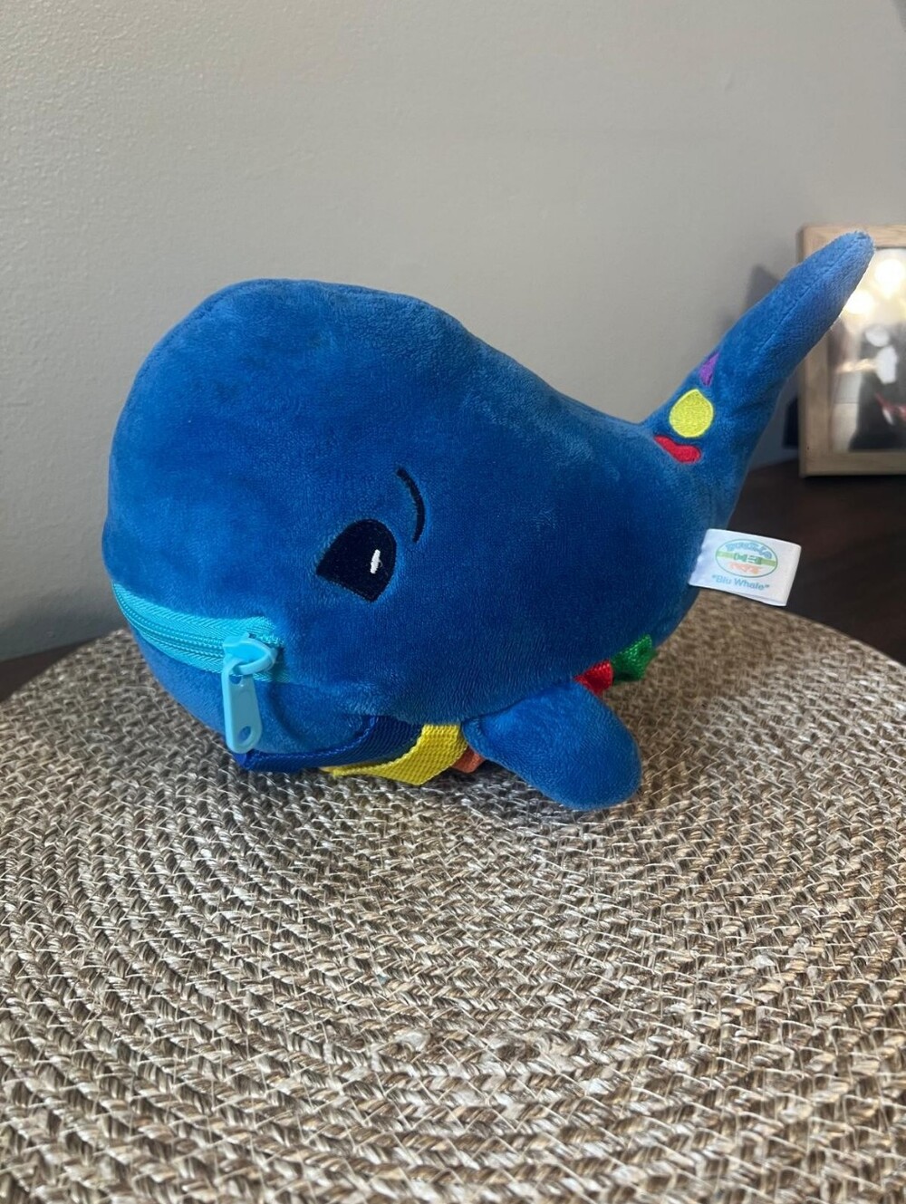 Buckle Toys Blu Whale Plush 10" Stuffed Animal Blue Baby Toddler Crib Kids Sea